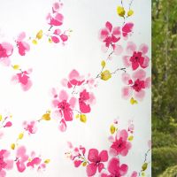 玻璃推拉门贴纸墙贴自粘透光不透明自粘磨砂玻璃贴膜防晒遮光膜卫生间移窗户贴纸窗花纸 红梅 200x30cm