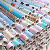 家具翻新贴纸衣柜橱柜子门贴纸PVC自粘墙纸 田园欧式 卧室宿舍寝室墙壁纸 家具书桌翻新衣柜贴纸 随机花色-10米 超大