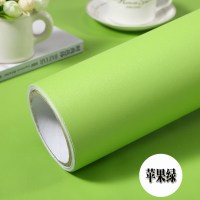 家具翻新贴纸衣柜橱柜子门贴纸防水自粘墙纸壁纸背景卧室白黑色即时贴桌面家具柜子翻新纯色贴纸 苹果绿-60宽X3米 超大