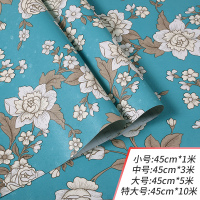 家具翻新贴纸衣柜橱柜子门贴纸墙纸自粘卧室壁纸自粘温馨家具翻新防水贴纸大学生宿舍装饰墙贴画 蓝底牡丹 大