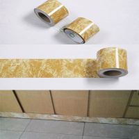 自粘pvc踢脚线导线防水腰线墙贴自粘踢脚线墙贴贴纸装饰黑白灰地角线pvc防水窗台腰线地砖波导线 帝黄玉-10米价 超小