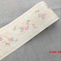 自粘pvc踢脚线导线防水腰线墙贴客厅卧厨房卫生间浴室踢脚线腰线贴PVC自粘墙纸装饰墙贴壁纸防 浅黄色世外桃源-精雕 超大