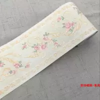 自粘pvc踢脚线导线防水腰线墙贴客厅卧厨房卫生间浴室踢脚线腰线贴PVC自粘墙纸装饰墙贴壁纸防 浅黄色世外桃源-精雕 超大