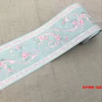 自粘pvc踢脚线导线防水腰线墙贴客厅卧厨房卫生间浴室踢脚线腰线贴PVC自粘墙纸装饰墙贴壁纸防 浅蓝色世外桃源-精雕 超大
