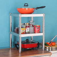 微波炉架子两层不锈钢夹缝厨房落地置物架两层微波炉正方形灶台架子多层收纳货架