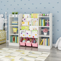 儿童书架玩具架收纳一体儿童书架绘本架落地简易整理置物架学生书柜幼儿园宝宝玩具收纳架