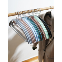 宽肩衣架家用宽肩浸塑衣架金属防滑衣架子无痕不锈钢挂钩晾裤架挂成人衣撑 钢芯浸塑衣架-四色随机发 10个