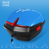 电动车后备箱摩托车尾箱电动电瓶车后备箱踏板摩托车后尾箱通用加厚特大号工具储物箱防抖 深海蓝（送安装工具）