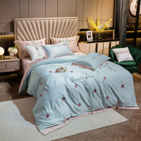 被窝窝锦丝缎草莓刺绣活性印染四件套