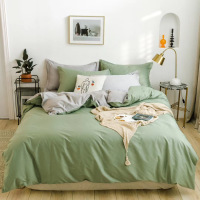 被窝窝60S全棉双拼纯色欧式简约四件套(被套床单枕套)