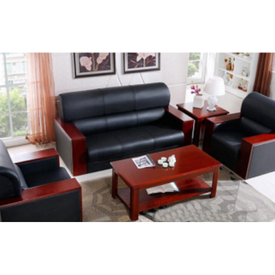 逐鹿中原办公沙发接待沙发木扶手皮沙发组合FD0248颜色可选1+1+3组合