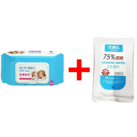 婴儿湿巾纸手口专用婴幼儿小宝宝擦屁屁湿纸巾特价家用实惠装 8大包加2包酒精湿巾