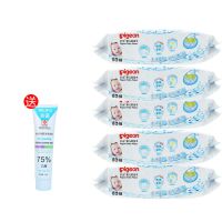 【6包特价】婴儿手口湿巾新生儿80抽屁屁专用棉柔湿纸巾|5包装【送免洗洗手液】