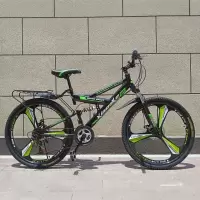 自行车26寸山地自行车前后双减震双碟刹山地车带后座带人变速单车