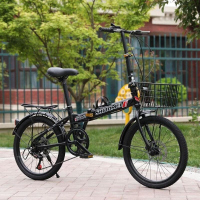 20寸自行车儿童学生折叠自行车变速碟刹轻便便携男女大人单车