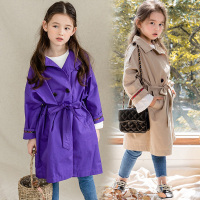 2020春秋季韩版童装新款女童风衣中大童洋气中长款宽松外套休闲装