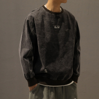 春季卫衣男宽松潮牌刺绣圆领打底衫男长袖青年薄外套ins情侣衣 服