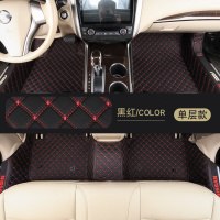 适用14-19款新丰田威驰FS致炫致享脚垫全包围皮革丝圈地毯内饰改装饰 黑色红线加厚单层留言车型年款