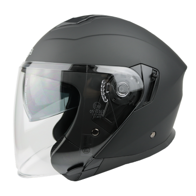 适用新款双镜片半盔 摩托车头盔 XHT B-31 冬盔 四季男女士款 DOT 3C 哑黑色 L