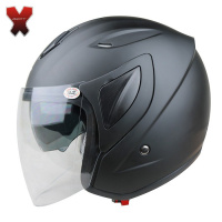 适用摩托车电动车头盔 XHT B-20 半盔冬盔 男女士款 大头围 XXXL码 哑黑双镜 2XL