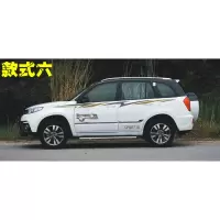 适用适用于奇瑞瑞虎3车贴拉花腰线改装贴纸瑞虎3专用车身彩条装饰贴花 款式六深灰+亚金