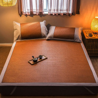 Krupp Corp 植物精编印尼藤席凉席三件套 凉而不冰空调席子 透气御草席 素雅纹精编凉席套件