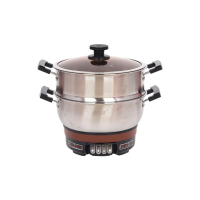 燕津多功能304不锈钢电热锅家用电炒锅电火锅电蒸锅YDBG30#(304磨砂钢)