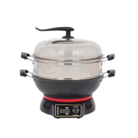 燕津电热锅电脑版液晶显示无级温控功率时间一键操作YDFN32#(电脑铸铁)