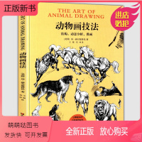 [正版新书]正版 动物画技法 结构动态分析漫画 庚赫尔脱格伦 成人学生绘画临摹技法要诀教程动漫素描图例大全兽类野生
