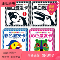 [正版新书]全4册 黑白卡片婴儿早教卡 视觉激发宝宝书本1-3岁益智图片早教启蒙 0-6个月新生儿彩色卡认识认知卡 认