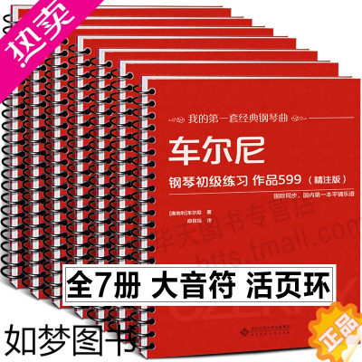[正版]大音符7册活页环 哈农钢琴练指法小奏鸣曲集+车尔尼初级练习599流畅849+世界儿童钢琴名曲集+拜厄钢琴基础教程