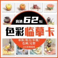 [正版图书]夏子西色彩临摹卡 一线美誉单体组合色彩静物色调色稿完整稿临摹写生范本美术绘画高考联考教程教材水粉书籍