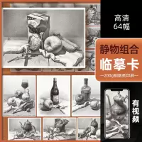 [正版图书]静物组合临摹卡64幅 沐尚文化蔡兼高清部分视频精微石膏画卡结构初级联考基础书入门图片几何体教材教程美术绘画对