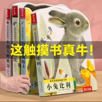 [正版图书] 幼儿早教触摸书4册宝宝0-3岁 亮丽精美小兔比利小熊波比儿童启蒙洞洞翻翻婴儿不易撕烂触感刺激认知书本故事书