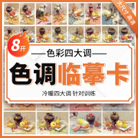 [正版图书]色调临摹卡色彩四大调 水粉画静物入门照片图片范画基础素材组合色稿国美美院手绘画册本高考联考书艺术美术绘画教学