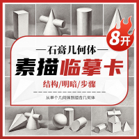 [正版图书]素描石膏几何体临摹卡8K 沐尚文化 高清创意石膏画卡单体明暗结构册国美初级照片图静物基础入门书教材教学美术绘