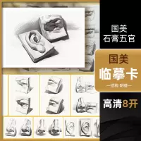 [正版图书]绘改变 国美石膏五官临摹卡 素描结构步骤明暗文创作品高清精美创意艺考校考高级入门教材基础教程8开原画手稿袋装