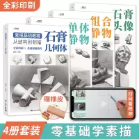 [正版图书]素描书入门教材 素描基础教程全套4册 石膏几何体静物人物头像石膏像初学者画画铅笔自学零基础铅笔画绘画手绘美术