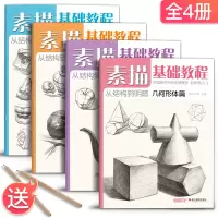 [正版图书]素描基础入门教程4册套装 零基础入门初学临摹教材书自学起步石膏几何体单体静物结构人物头像铅笔绘画画册美术技法