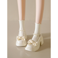 [正版图书]法式玛丽珍小皮鞋女2023年春夏新款厚底蝴蝶结配裙子粗跟高跟单鞋