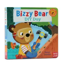 [正版图书]小熊很忙系列英文原版 Bizzy Bear Diy Day 忙碌的小熊树屋建筑师 儿童抽拉机关操作玩具纸板书