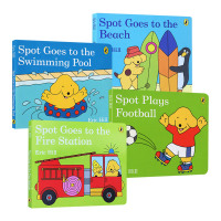 [正版图书]小玻系列4本 英文原版 Spot 去沙滩 踢足球 去消防站 去游泳池 儿童英语启蒙早教纸板书 亲子阅读图画故