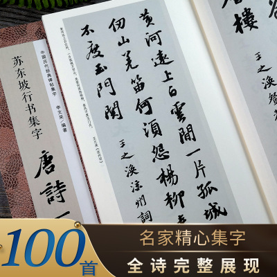 [正版图书]苏东坡行书集字唐诗一百首 收录苏轼行书经典碑帖集字古诗词毛笔书法作品范本集临摹教程书籍 黄州寒食帖赤壁赋洞庭