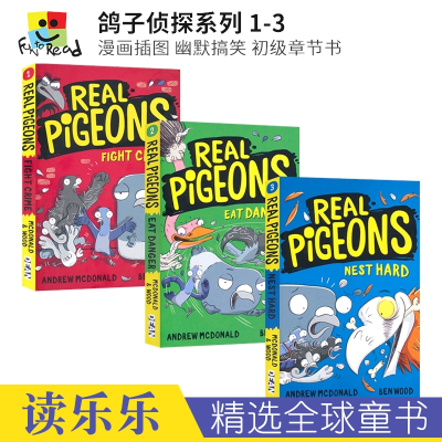 [正版图书]Real Pigeons 鸽子侦探系列1-3 漫画插图 幽默搞笑 初级章节桥梁书 小学生英语课外读物 英文原