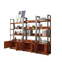 书架置物架简易客厅创意隔板简约现代钢木书架组合展示架书柜