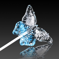 棒棒糖手工创意水晶蝴蝶彩色棒棒糖送男女友高颜值 蓝色水晶蝴蝶糖