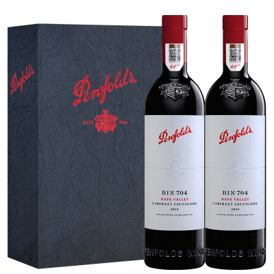 [富邑一级授权]奔富 Penfolds 红酒 美国进口红葡萄酒 奔富704 BIN704 双支礼盒装750ml*2