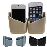 适用多功能粘贴式 车载置物盒 车用置物桶 汽车杂物袋 可放手机烟盒座 B款碳纤纹大号