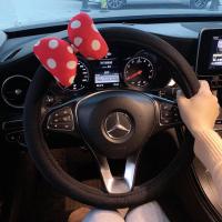 适用可爱蝴蝶结汽车头枕腰枕卡通冬季毛绒手刹套档把套护肩套饰套装