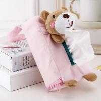 适用车用纸巾盒汽车纸巾抽卡通可爱挂式招财猫车载抽纸盒车内装饰用品 粉色卡通熊纸巾抽